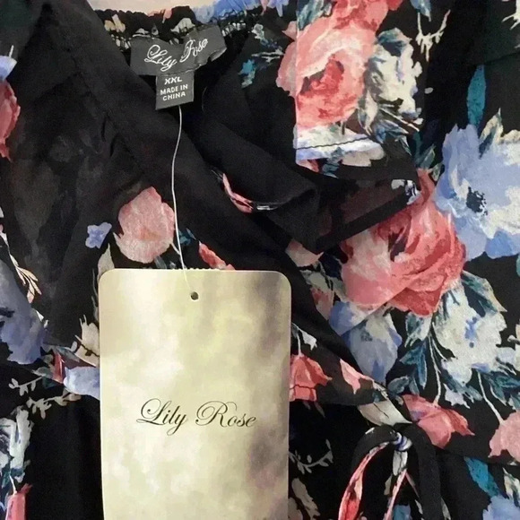 NWT Lily Rose  junior’s Floral Ruffle V neck Faux-Wrap  Hi-Lo Midi Dress Sz XXL - Picture 5 of 11